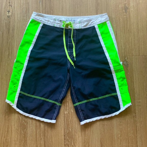 Billabong Board/Surf Shorts. Blue/Bright Green. Size 9. - Picture 1 of 7